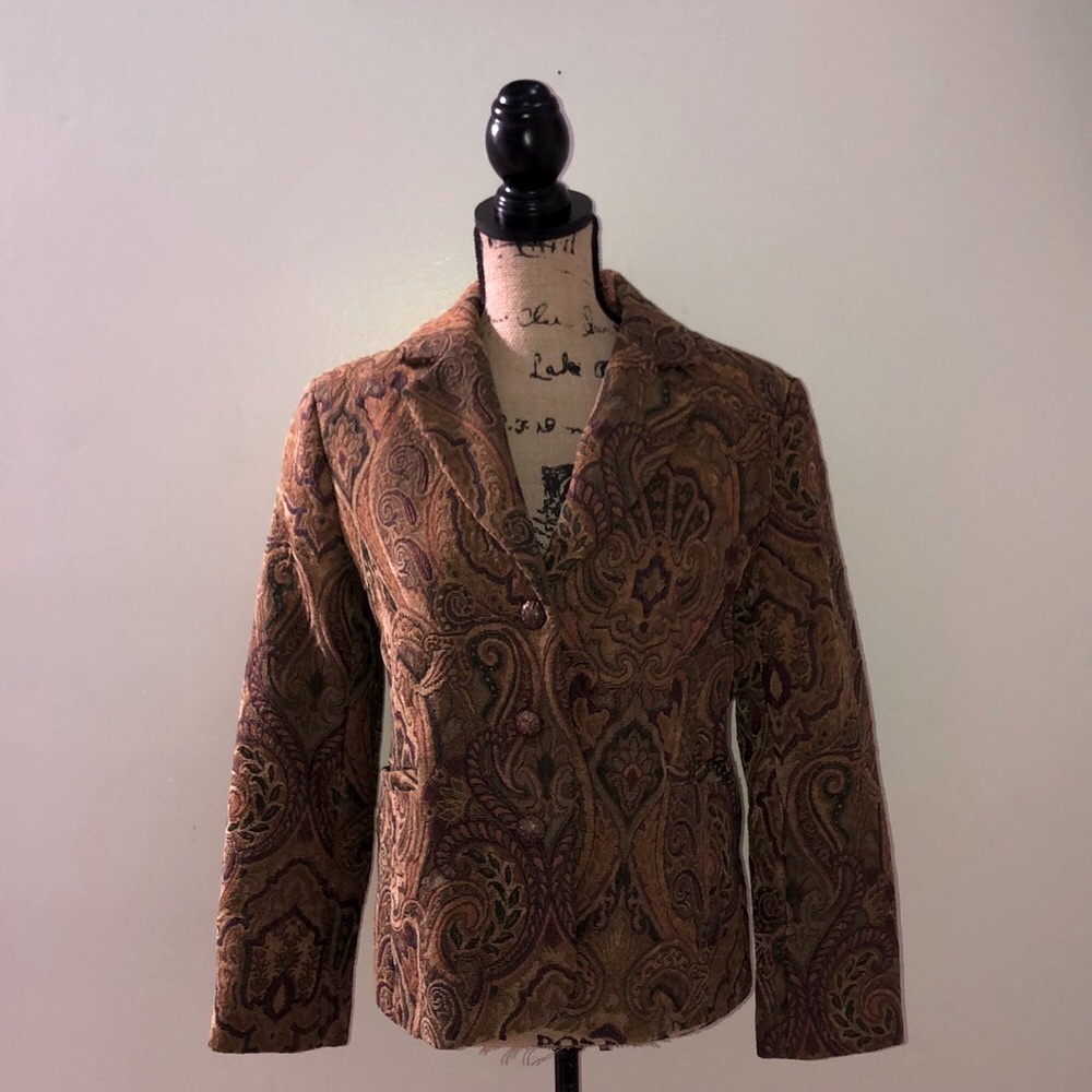 Vintage Tapestry Brown Blazer Jacket